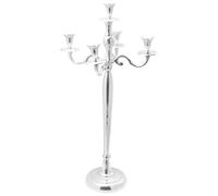 Portacandele argento in alluminio, 32 x 32 x 79,5 cm, con superficie lucida e intarsi decorativi, per soggiorno, camera da letto, sala da pranzo, come elegante decorazione da tavolo e lampadario per