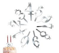 Portacandele con numeri - Supporto per candele decorativo e riutilizzabile - Portacandele argento per torta | per adulti, uomini, donne, ragazzi, ragazze, celebrazioni di compleanno di matrimonio e di