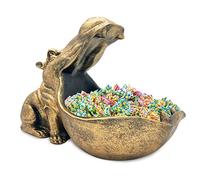 Portacandele con statuetta di ippopotamo, grande bocca, ciotola per gioielli, scultura ippopotamo, decorazione da tavolo per corridoio, soggiorno, ufficio, decorazione, regali (oro)
