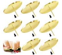 Portacandele Corona dell'Avvento - Set da 8 in Metallo Robusto con Puntale di Sicurezza | Supporto per Candele Ideale per Decorazioni Natalizie e Fai da Te, Ø 6cm Oro