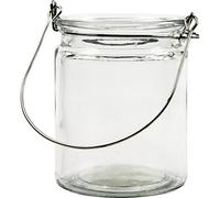 Portacandele Creative 55840 in vetro con manico in metallo, 8 cm x 10 cm, trasparente, 12 pezzi