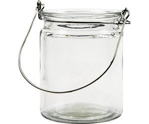 Portacandele Creative 55840 in vetro con manico in metallo, 8 cm x 10 cm, trasparente, 12 pezzi