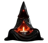 Portacandele Da Mago Di Halloween - Candeliere Decorativo A Forma Di Stre-ga Fantasma | Portacandele Da Mago Con Mantello Con Cappuccio Di Halloween | Decorazione Da Tavolo Per Casa, Ristorante (Nero)