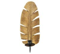 Portacandele da Muro Leaf 12,8x8,9x31,2 cm in Poliresina e Ferro Oro e Nero