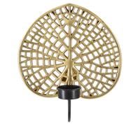 Portacandele da Muro Lotus 20x8x22,2 cm in Poliresina e Ferro Oro e Nero