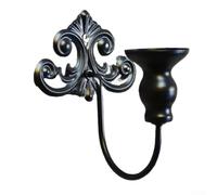 Portacandele da parete in ferro vintage con motivi intricati per un'elegante decorazione domestica, progettato per creare un'atmosfera accogliente in salotti, sale da pranzo o spazi esterni (è nero)