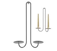 Portacandele da parete in metallo, candelabro a doppio braccio, portacandele da parete nero per candele coniche per decorazioni domestiche