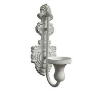 Portacandele da parete vintage per candele coniche, bianco antico, in ghisa, per decorazione soggiorno (grigio)