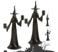 Portacandele Da Strega - Decorazioni Gotiche Da Strega per Halloween Da 7,8 Pollici, Statua Di Strega Nera Fatta a Mano, Da Posizionare Sul Tavolo, Vetrina, Elegante Decorazione per La Casa(B*2)