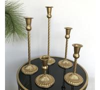 Portacandele decorativo in ottone per candele coniche, ciondolo vintage per matrimoni e celebrazioni (9,3 x 28,5)