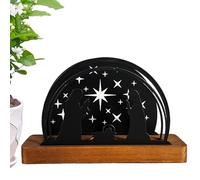 Portacandele del presepe | Decorazione sacra religiosa per la casa con base in legno, centrotavola presepe natalizio | per cortile giardino festa festival cucina uffici