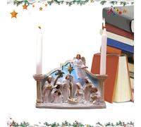 Portacandele Del Presepe | Statua Candeliere Natalizio per Feste - Decorazione Tavola Presepio Portacandele in Resina | Decorazione Cattolico Cristiano Per Tavolo Interno Mensola Festivit