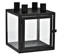 Portacandele dell'Avvento da riempire, portacandele dell'Avvento, da fai da te, portacandele, Do it Yourself, portacandele in scatola in metallo/vetro, nero, Ø candela: 2,4 mm, L x P 15 x 15 x 19 cm.