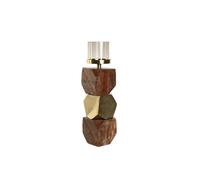 Portacandele DKD Home Decor 10 x 10 x 40,5 cm Cristallo Dorato Marrone Allumi