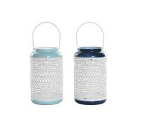 Portacandele DKD Home Decor Blu cielo Blu Marino Metallo 15 x 15 x 24,5 cm [2