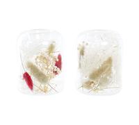 Portacandele DKD Home Decor Fiore secco 8 x 8 x 11 cm Cristallo Beige Rosso G