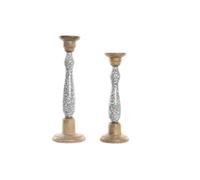 Portacandele DKD Home Decor Metallo Legno di mango [17 x 17 x 52,5 cm] [2 Pez
