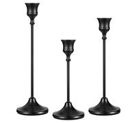 Portacandele Dorate, Set di 3 Candelieri in Metallo, Set di 3 Candelabro Metallo Lungo vintage, Per Candele Coniche di Spessore 3/4", Per Matrimoni, Cene a Lume di Candela, Decorazioni Casa, Nero