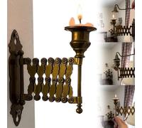 Portacandele estensibile conico, portacandele telescopico da parete retrò, portacandele a fisarmonica francese in metallo, applique per soggiorno, camera da letto e decorazione del camino