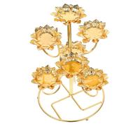 Portacandele Ghee in ottone tibetano con lampada al burro, supporto for lampada a olio tealight sull'altare buddista con vassoio for la meditazione