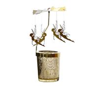 Portacandele Giostra, Candela Tealight Rotante Rotante Portacandele in Metallo Carosello, Foglie Dorate Fata Giostra Lune Candeliere Mulino a Vento, Candeliere Tea Light per la Decorazione(Fairles)