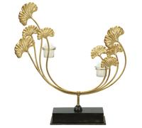 Portacandele Glam Iris 50x12x55 cm in Ferro e Vetro Oro e Nero