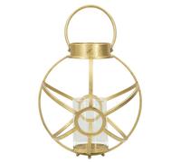 Portacandele Glam Ox Ø29x42,5 cm in Ferro e Vetro Oro