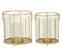 Portacandele Glam Ring Coppia Ø23,5x25-19x24 cm in Ferro e Vetro Oro