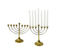 Portacandele Hanukkah in metallo a 7/9 rami, elegante candelabro Menorah per celebrazioni ebraiche e decorazioni per la casa (7 teste)
