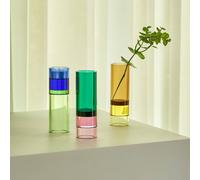 Portacandele Hübsch Astro, verde/rosa, vetro cristallo, 15 cm 991414