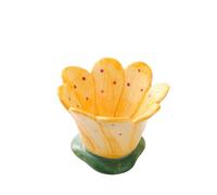 Portacandele in ceramica, a forma di fiore, per lumini da tè, contenitori di cera per candele (giallo)