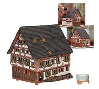 Portacandele in ceramica | Decorazione della stanza | Replica da collezione in miniatura dell'originale Schiefes Haus in ULM | B257