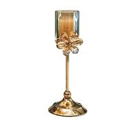 Portacandele in cristallo chiaro di lusso portacandele decorazione fiore romantico tavolo alto portacandele a lume di candela cena decorazione decorativa portacandele decorativo (dimensioni: oro)