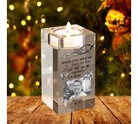 Portacandele in cristallo con foto personalizzata, portacandele in cristallo con incisione 3D, portacandela commemorativa, regalo commemorativo, questa candela brucia nella memoria amorevole (candela