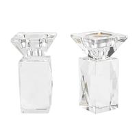 Portacandele in cristallo per candele coniche e lumini, elegante candelabro trasparente per decorazione da tavolo, matrimoni, cene, chiesa (set da 2)