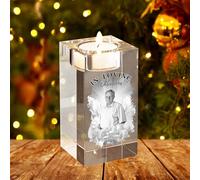 Portacandele in cristallo personalizzato con foto incisa in 3D, regalo commemorativo - Burns in Loving Memory