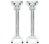 Portacandele in cristallo, set da 2 a 21,8 cm di altezza, portacandele in cristallo, ultra elegante e moderno, decorazione per la casa