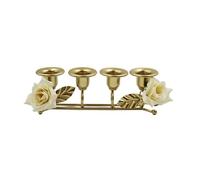 Portacandele in ferro battuto supporto 4 bracci fiore candeliere ornamenti per tavolo da pranzo matrimonio cena romantica decorazioni per la casa portacandele decorativo (colore: fiore di tessuto)
