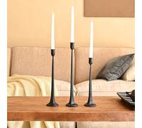 Portacandele in ferro nero, set di 3 portacandele per candelabri, adatto per candele e candele LED spesse 1,9 cm, centrotavola decorativo vintage moderno per tavolo da pranzo, centrotavola,