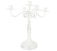 Portacandele in Ghisa - Candelabro Vintage in Metallo a 5 Candele - Portacandele per Candele Coniche da 1/2-1 Pollice, Portacandele a 5 Bracci (Bianco Vintage)