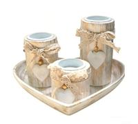 Portacandele in legno a forma di cuore, ispirato all'antica, romantico, decorazione rustica, centrotavola realizzato a mano, design per cottagecore e interni contemporanei, tavolo, mensola della