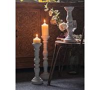 Portacandele in legno rustico, bianco, altezza 40,5 cm, stile rustico, decorazione da tavolo, candelabro, bianco, per matrimoni, centrotavola, decorazione natalizia