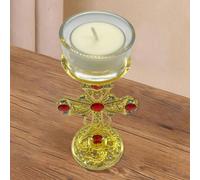 Portacandele in metallo dorato per lumini da tè, per cena a casa in