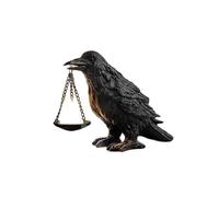 Portacandele in resina a forma di corvo per la casa in stile gotico, decorazioni di Halloween, lampada da interno, portacandele tealight compatible with Macchina Da Scrivere (Black, 16x23cm)