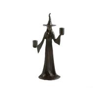 Portacandele in resina a forma di strega di Halloween, ornamento gotico nero, figura sacra femminile di ecate per altare rituale o decorazione per la casa, 23 x 7,6 x 7,6 cm, costruzione in resina