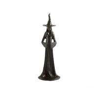 Portacandele in resina con statua di strega di Halloween, ornamento gotico nero, figura sacra femminile di ecate per altare rituale o decorazioni per la casa, 23 x 7,6 x 7,6 cm, costruzione in resina