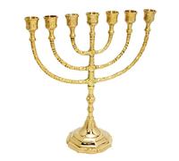 Portacandele Jerusalem Menorah XL 12" ottone rame autentico vintage Israele