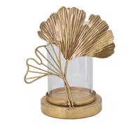 Portacandele Leaf 17x12x21 cm in Ferro e Vetro Oro