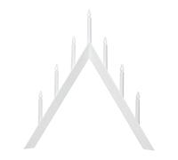 Portacandele LED per l’Avvento, lampada da salotto, luce bianca calda, bianco, legno, H 64,5 cm