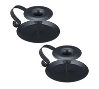 Portacandele Manico Set 2 Candelieri Vintage Supporti Candele 6 x 13 x 10,5 cm